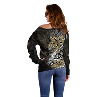 Polynesian Pride Off Shoulder Sweater Tiare With Plumeria Mix Style LT7 - Polynesian Pride
