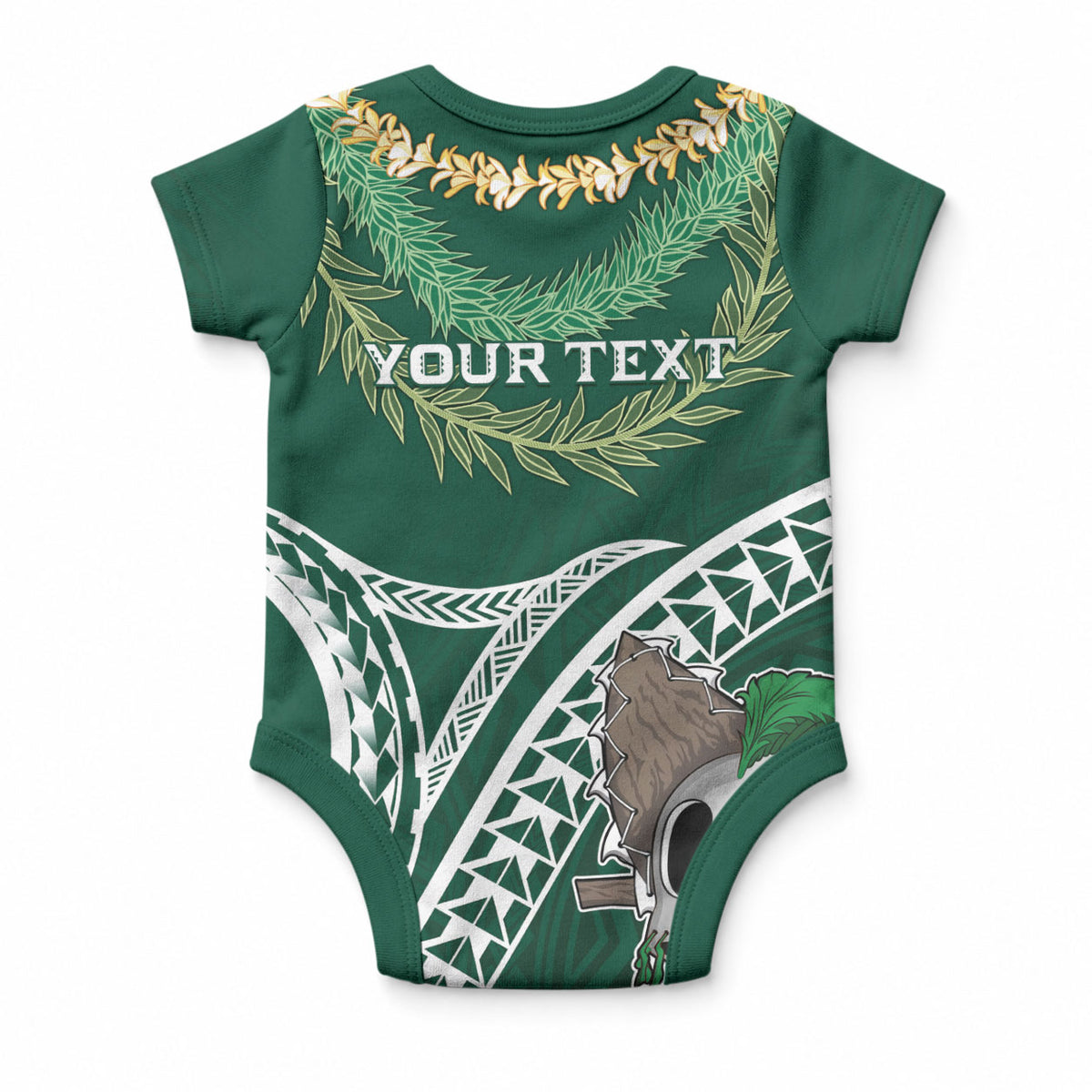 Hawaii Rainbow Warriors Alumni Personalized Baby Onesie Ti Maile Lei - Glory For The Warriors