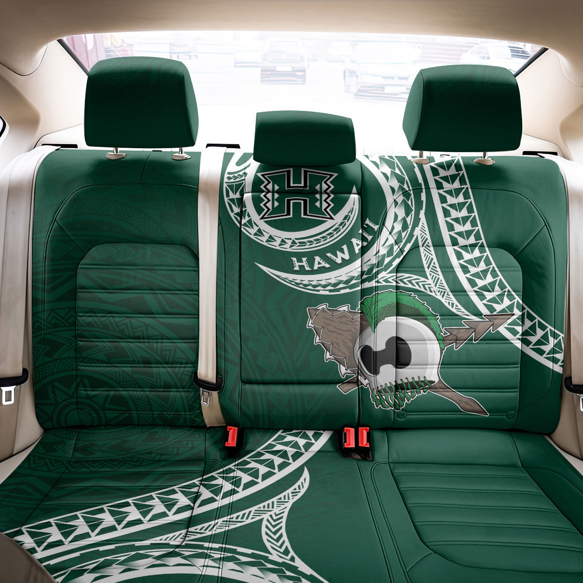 Hawaii Rainbow Warriors Alumni Back Car Seat Cover Ti Maile Lei - Glory For The Warriors