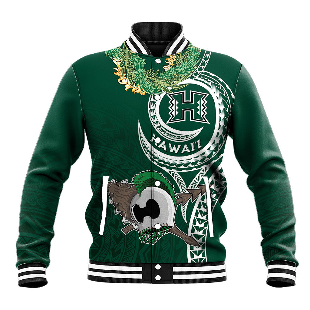 Hawaii Rainbow Warriors Alumni Personalized Baseball Jacket Ti Maile Lei - Glory For The Warriors