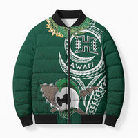 Hawaii Rainbow Warriors Alumni Personalized Bomber Puffer Jacket Ti Maile Lei - Glory For The Warriors