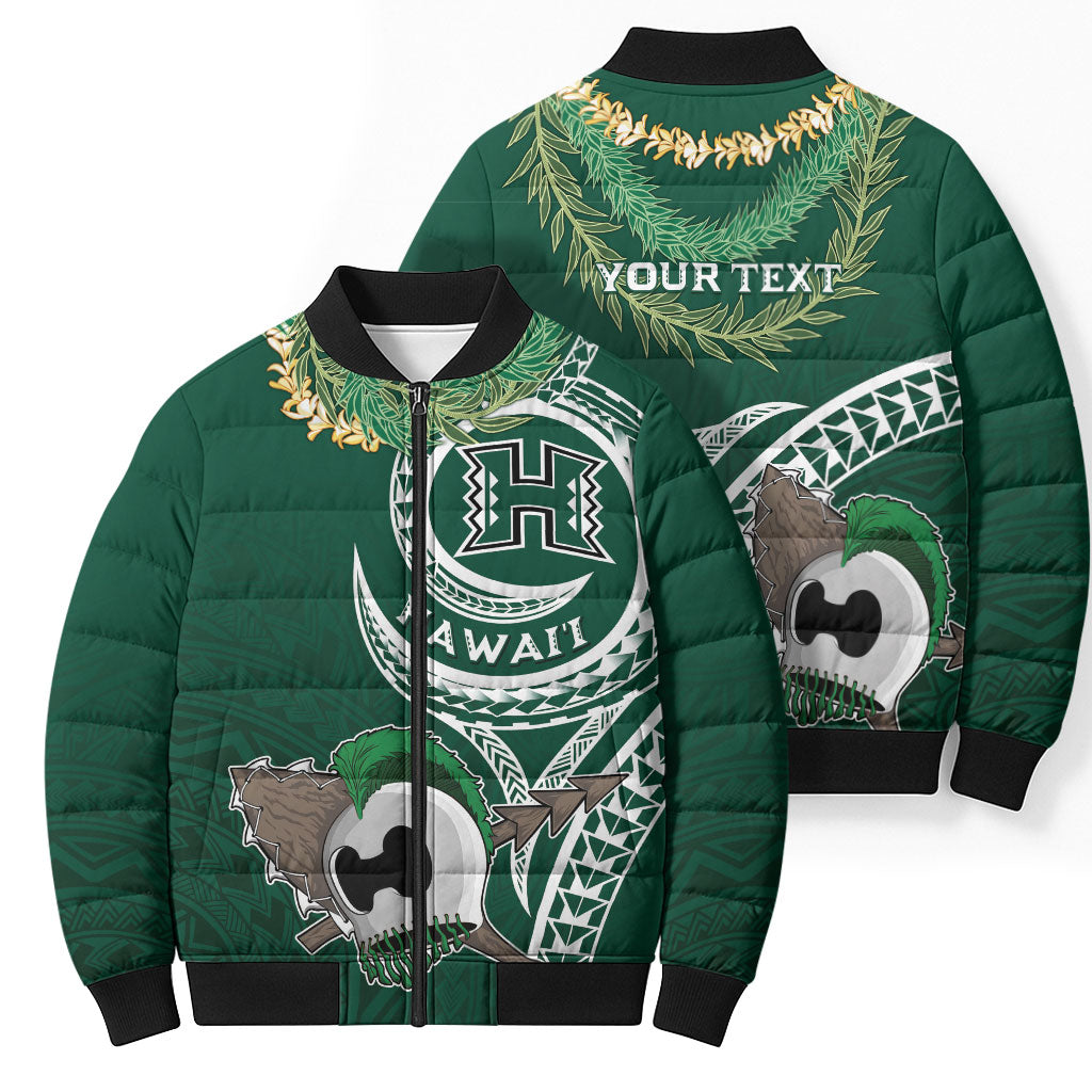 Hawaii Rainbow Warriors Alumni Personalized Bomber Puffer Jacket Ti Maile Lei - Glory For The Warriors