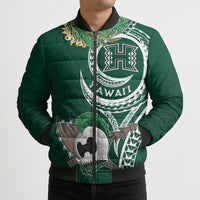 Hawaii Rainbow Warriors Alumni Personalized Bomber Puffer Jacket Ti Maile Lei - Glory For The Warriors