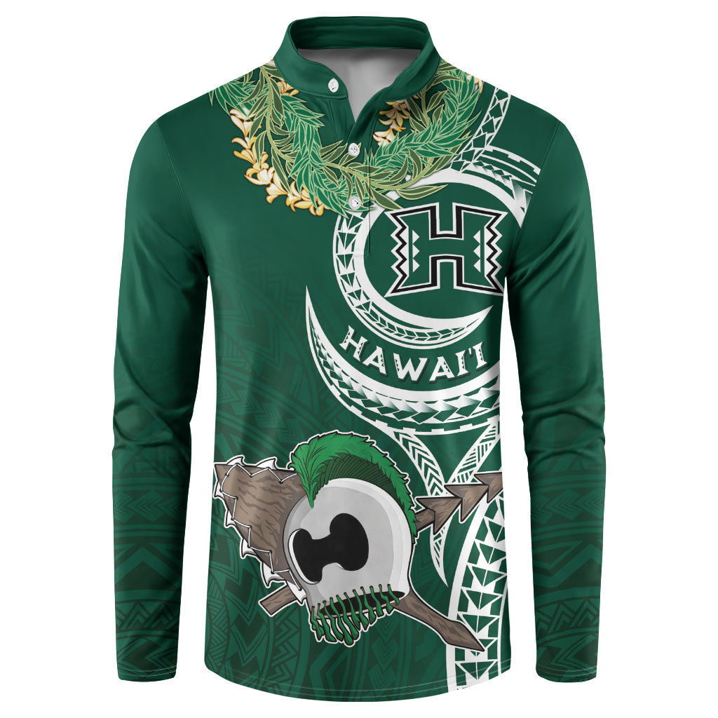Hawaii Rainbow Warriors Alumni Personalized Button Sweatshirt Ti Maile Lei - Glory For The Warriors