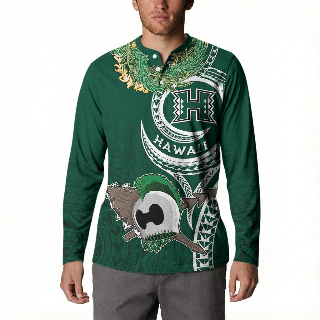Hawaii Rainbow Warriors Alumni Personalized Button Sweatshirt Ti Maile Lei - Glory For The Warriors