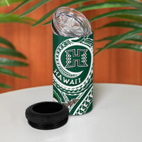 Hawaii Rainbow Warriors Alumni Personalized 4 in 1 Can Cooler Tumbler Ti Maile Lei - Glory For The Warriors
