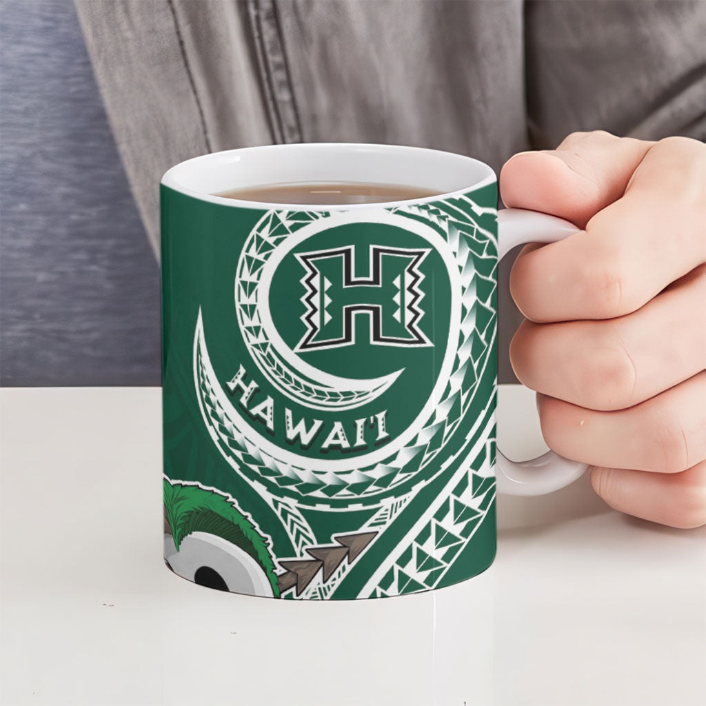 Hawaii Rainbow Warriors Alumni Personalized Ceramic Mug Ti Maile Lei - Glory For The Warriors