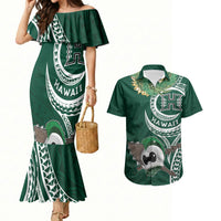 Hawaii Rainbow Warriors Alumni Personalized Couples Matching Mermaid Dress and Hawaiian Shirt Ti Maile Lei - Glory For The Warriors