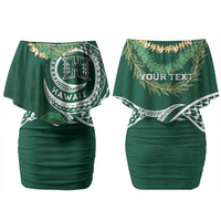 Hawaii Rainbow Warriors Alumni Personalized Couples Matching Off Shoulder Short Dress and Hawaiian Shirt Ti Maile Lei - Glory For The Warriors