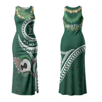 Hawaii Rainbow Warriors Alumni Personalized Couples Matching Tank Maxi Dress and Long Sleeve Button Shirt Ti Maile Lei - Glory For The Warriors
