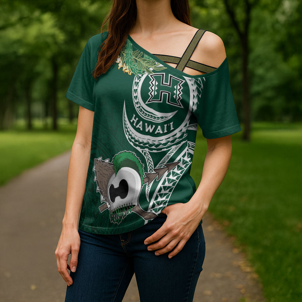 Hawaii Rainbow Warriors Alumni Personalized Cross Shoulder Shirt Ti Maile Lei - Glory For The Warriors