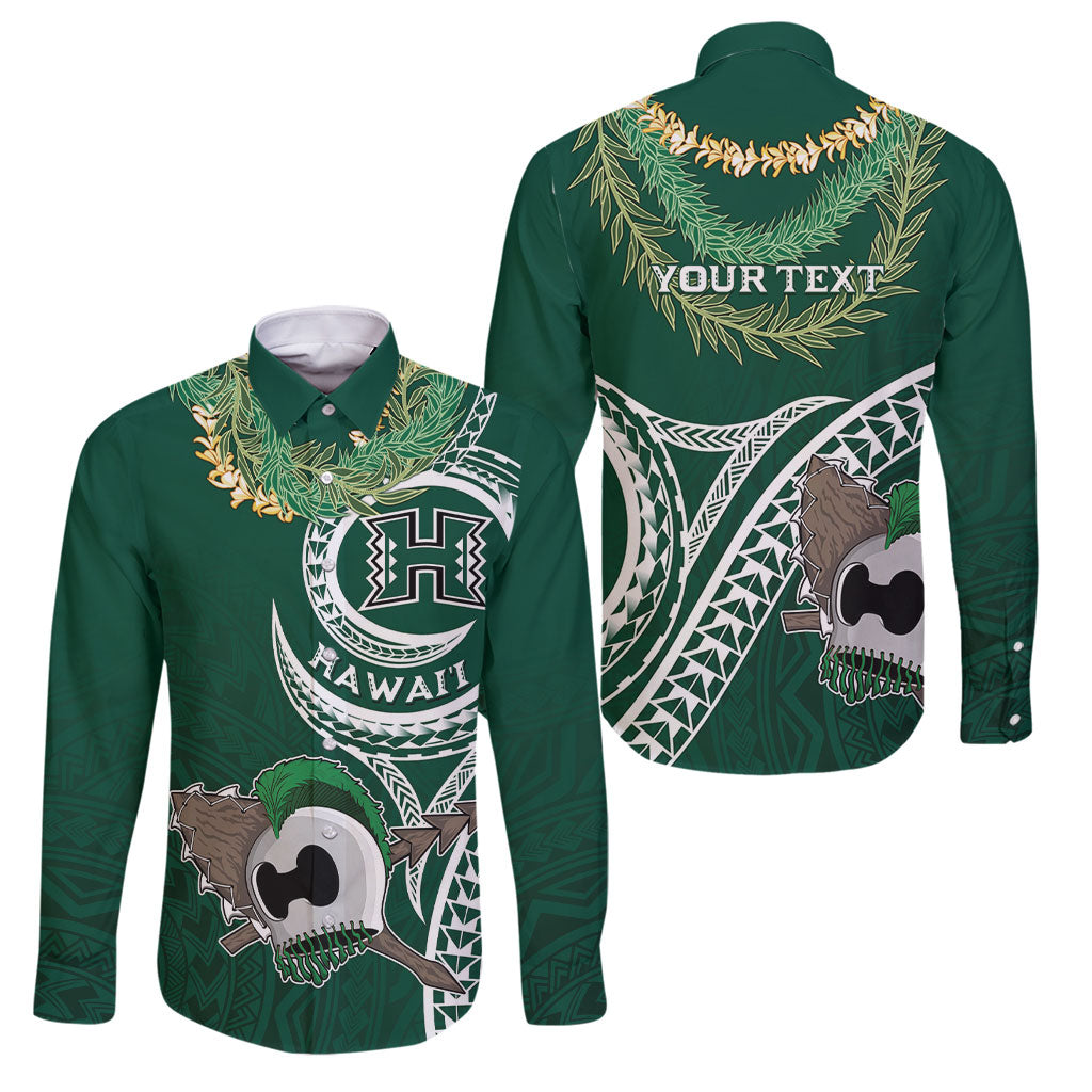 Hawaii Rainbow Warriors Alumni Personalized Family Matching Off Shoulder Maxi Dress and Hawaiian Shirt Ti Maile Lei - Glory For The Warriors