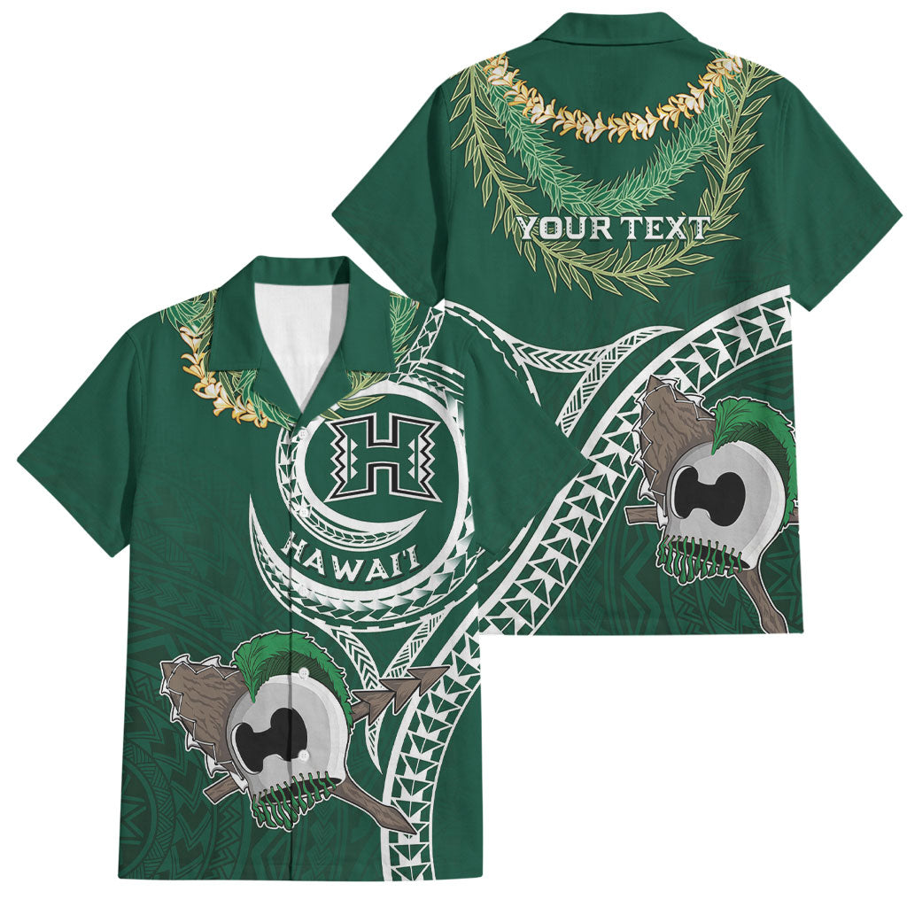 Hawaii Rainbow Warriors Alumni Personalized Family Matching Off Shoulder Short Dress and Hawaiian Shirt Ti Maile Lei - Glory For The Warriors