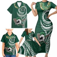 Hawaii Rainbow Warriors Alumni Personalized Family Matching Short Sleeve Bodycon Dress and Hawaiian Shirt Ti Maile Lei - Glory For The Warriors
