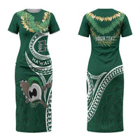 Hawaii Rainbow Warriors Alumni Personalized Family Matching Short Sleeve Bodycon Dress and Hawaiian Shirt Ti Maile Lei - Glory For The Warriors