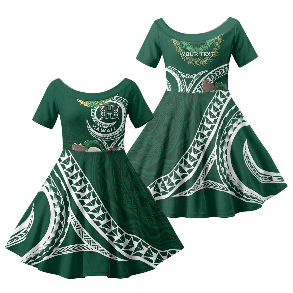 Hawaii Rainbow Warriors Alumni Personalized Family Matching Summer Maxi Dress and Hawaiian Shirt Ti Maile Lei - Glory For The Warriors