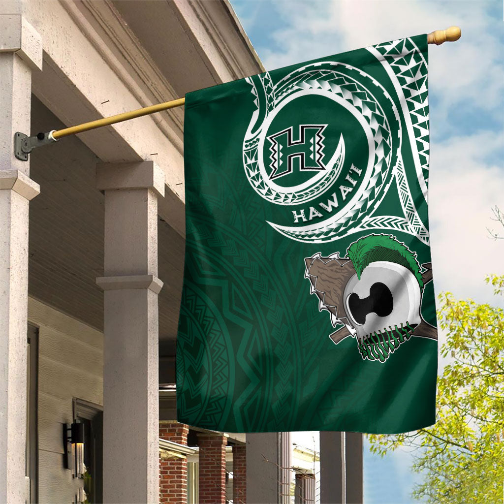 Hawaii Rainbow Warriors Alumni Garden Flag Ti Maile Lei - Glory For The Warriors