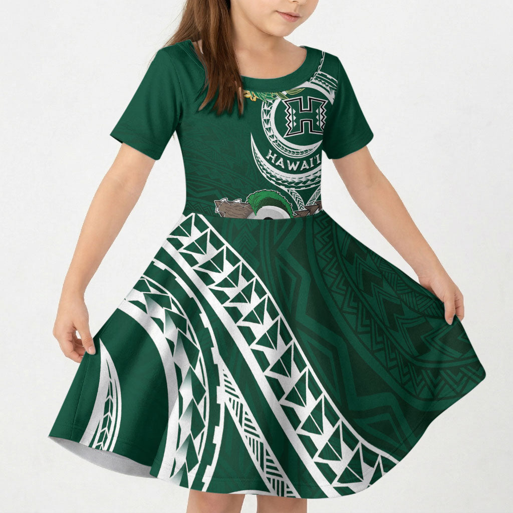 Hawaii Rainbow Warriors Alumni Personalized Kid Short Sleeve Dress Ti Maile Lei - Glory For The Warriors