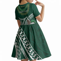 Hawaii Rainbow Warriors Alumni Personalized Kid Short Sleeve Dress Ti Maile Lei - Glory For The Warriors