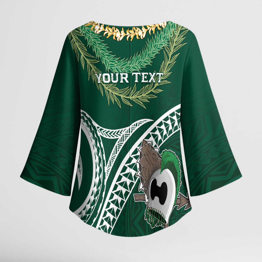Hawaii Rainbow Warriors Alumni Personalized Kimono Sleeve Blouse Ti Maile Lei - Glory For The Warriors