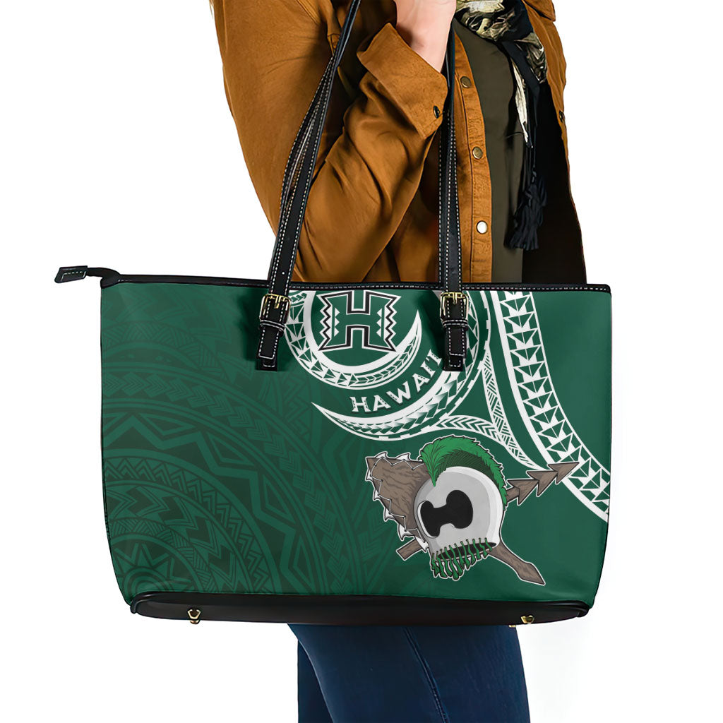 Hawaii Rainbow Warriors Alumni Leather Tote Bag Ti Maile Lei - Glory For The Warriors