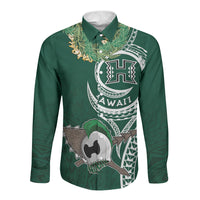 Hawaii Rainbow Warriors Alumni Personalized Long Sleeve Button Shirt Ti Maile Lei - Glory For The Warriors