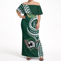 Hawaii Rainbow Warriors Alumni Personalized Off Shoulder Maxi Dress Ti Maile Lei - Glory For The Warriors