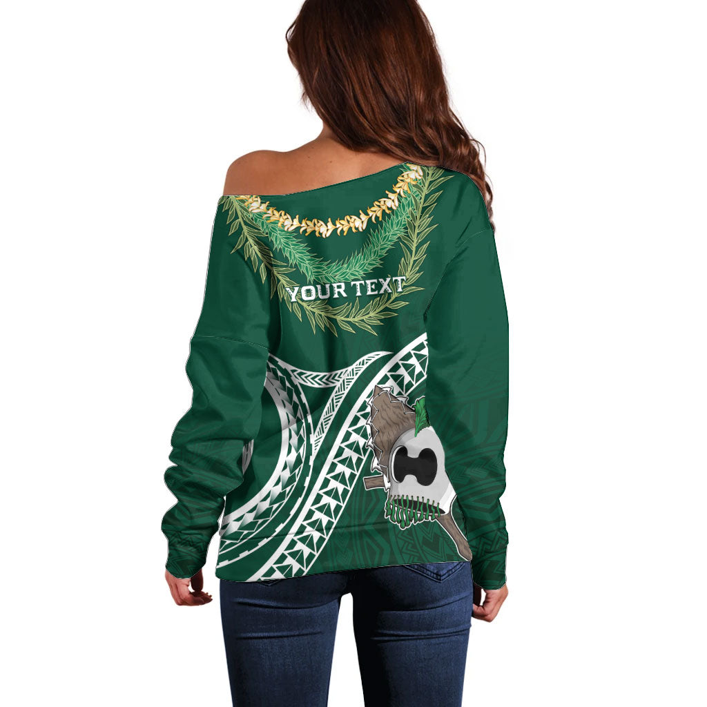 Hawaii Rainbow Warriors Alumni Personalized Off Shoulder Sweater Ti Maile Lei - Glory For The Warriors
