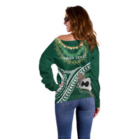 Hawaii Rainbow Warriors Alumni Personalized Off Shoulder Sweater Ti Maile Lei - Glory For The Warriors