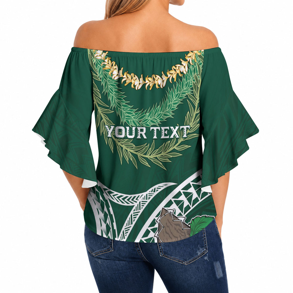 Hawaii Rainbow Warriors Alumni Personalized Off Shoulder Wrap Waist Top Ti Maile Lei - Glory For The Warriors