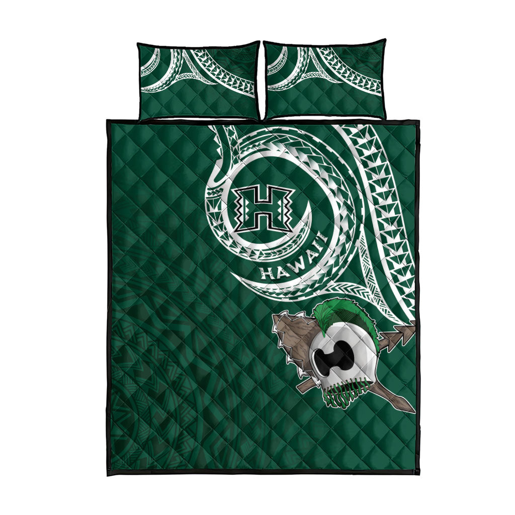 Hawaii Rainbow Warriors Alumni Quilt Bed Set Ti Maile Lei - Glory For The Warriors
