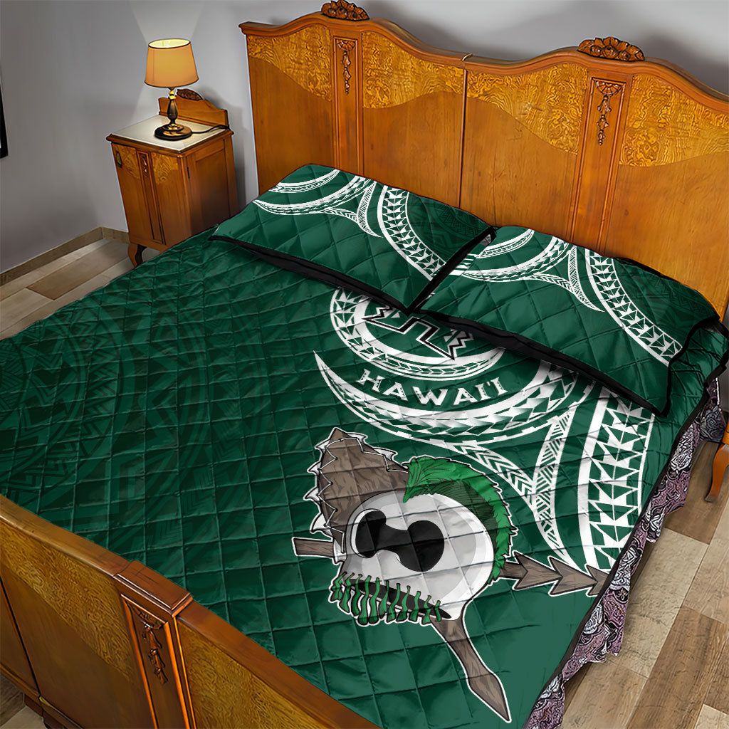 Hawaii Rainbow Warriors Alumni Quilt Bed Set Ti Maile Lei - Glory For The Warriors