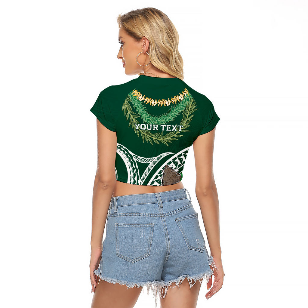 Hawaii Rainbow Warriors Alumni Personalized Raglan Cropped T Shirt Ti Maile Lei - Glory For The Warriors