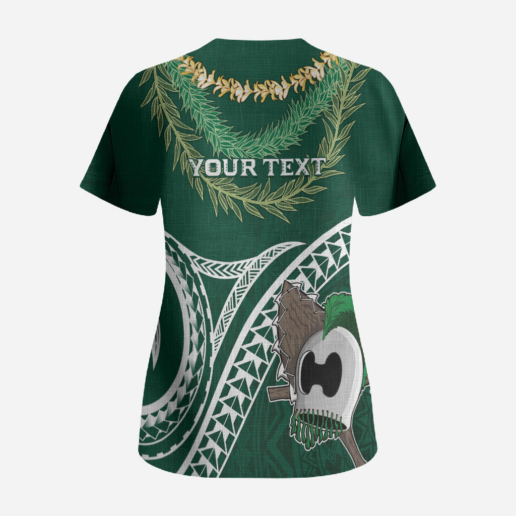 Hawaii Rainbow Warriors Alumni Personalized Scrub Top Ti Maile Lei - Glory For The Warriors