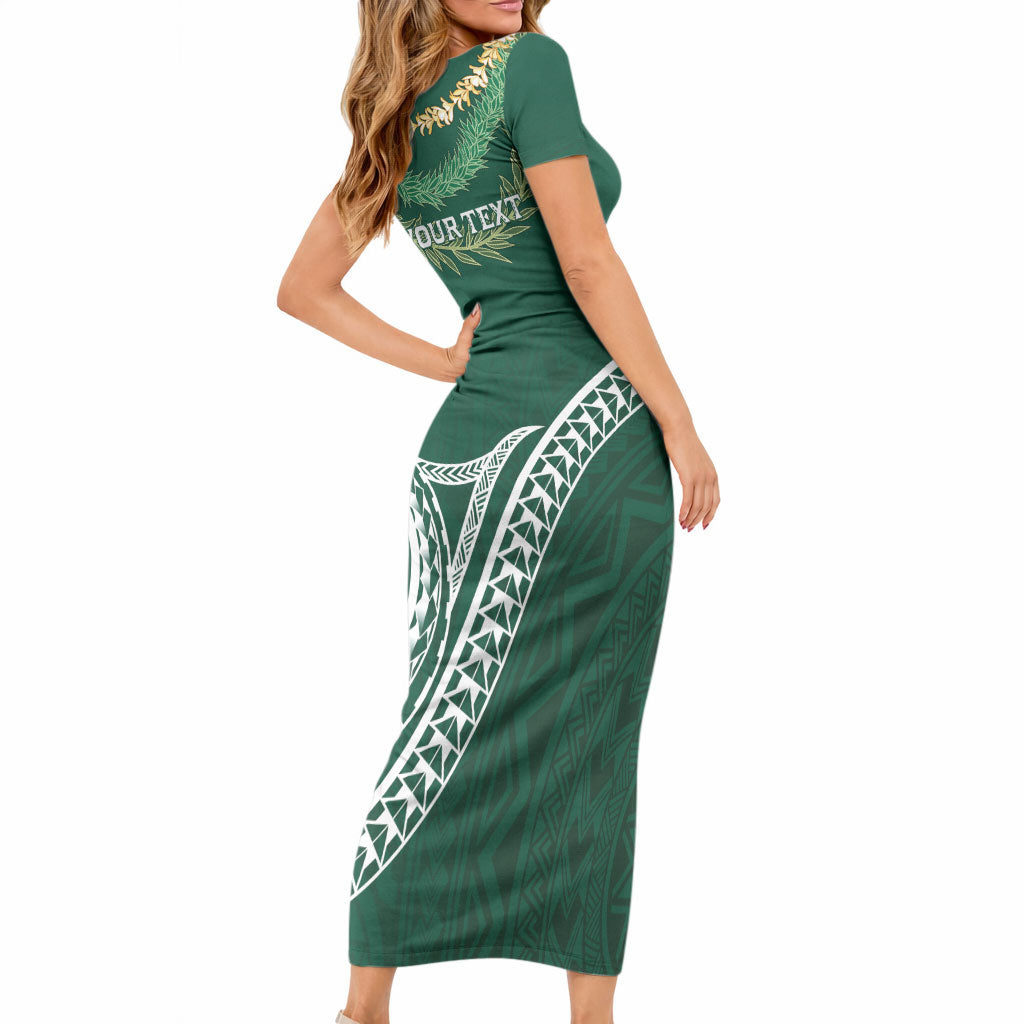 Hawaii Rainbow Warriors Alumni Personalized Short Sleeve Bodycon Dress Ti Maile Lei - Glory For The Warriors