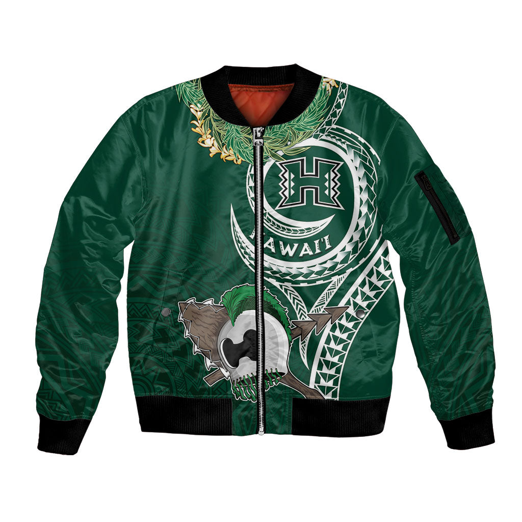 Hawaii Rainbow Warriors Alumni Personalized Sleeve Zip Bomber Jacket Ti Maile Lei - Glory For The Warriors