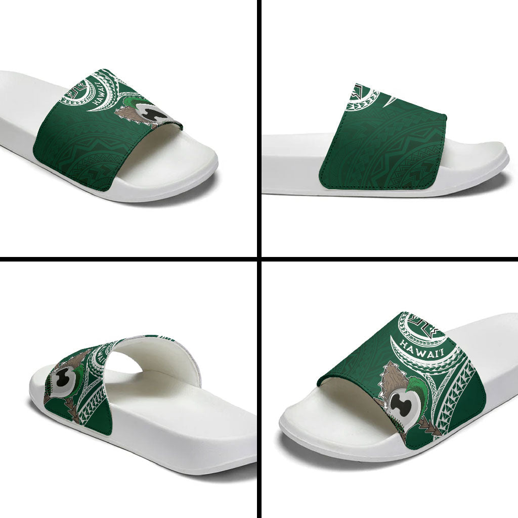 Hawaii Rainbow Warriors Alumni Slide Sandals Ti Maile Lei - Glory For The Warriors