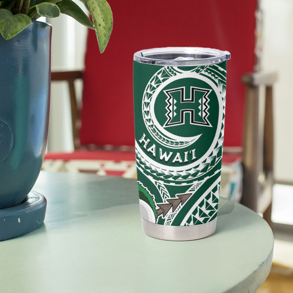Hawaii Rainbow Warriors Alumni Personalized Tumbler Cup Ti Maile Lei - Glory For The Warriors