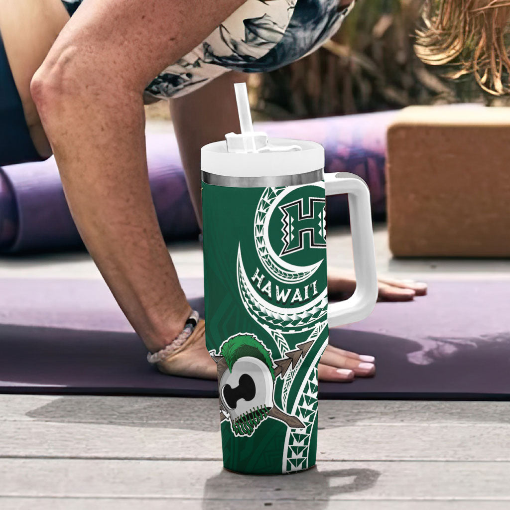Hawaii Rainbow Warriors Alumni Personalized Tumbler With Handle Ti Maile Lei - Glory For The Warriors