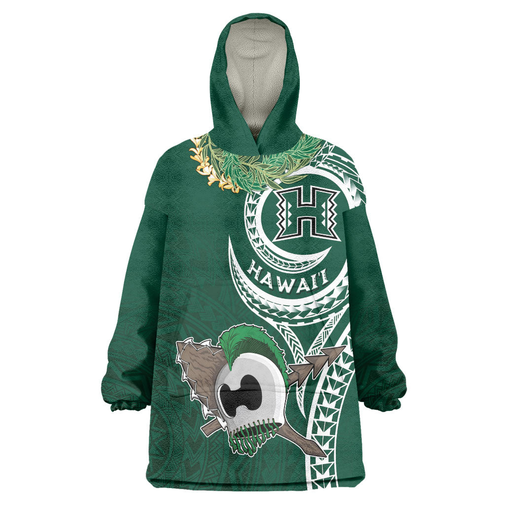 Hawaii Rainbow Warriors Alumni Personalized Wearable Blanket Hoodie Ti Maile Lei - Glory For The Warriors
