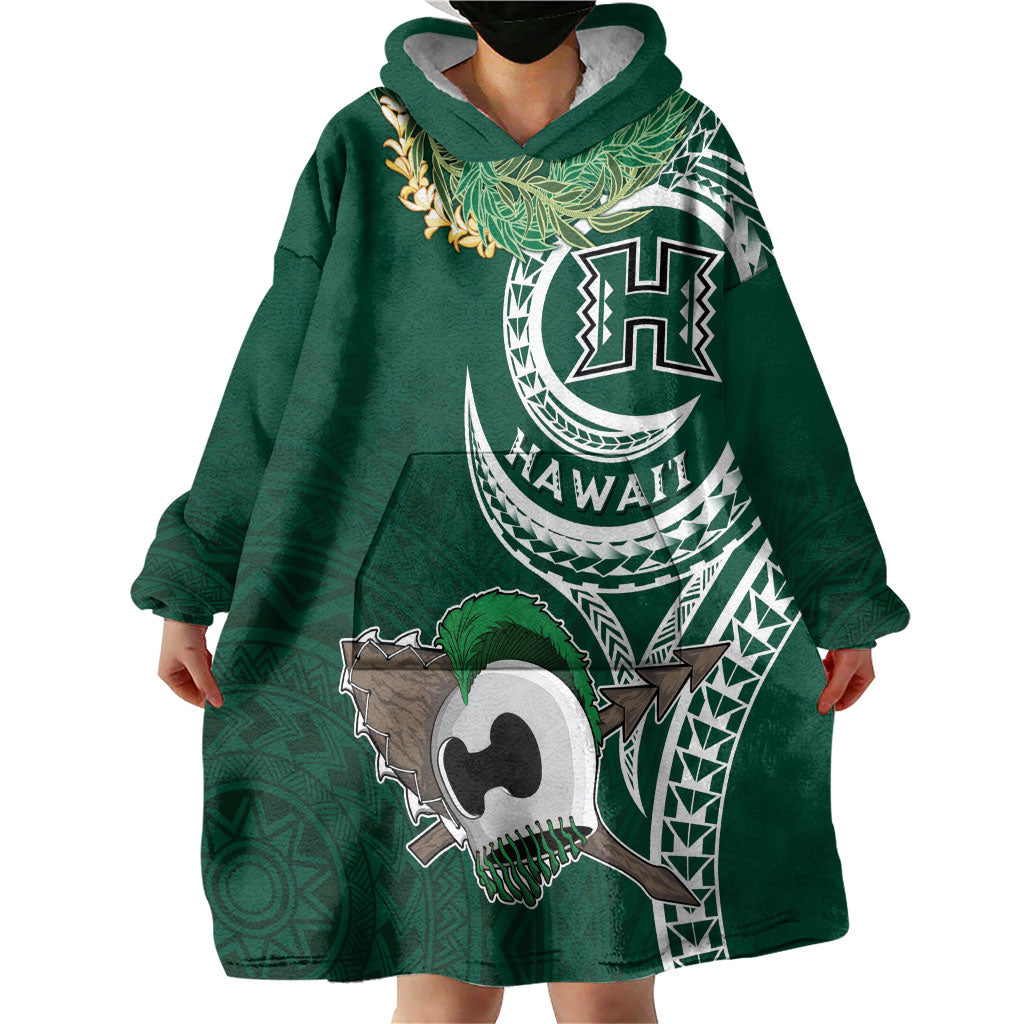 Hawaii Rainbow Warriors Alumni Personalized Wearable Blanket Hoodie Ti Maile Lei - Glory For The Warriors