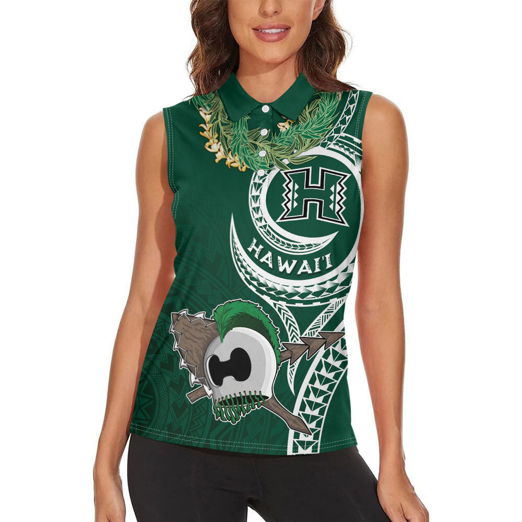 Hawaii Rainbow Warriors Alumni Personalized Women Sleeveless Polo Shirt Ti Maile Lei - Glory For The Warriors