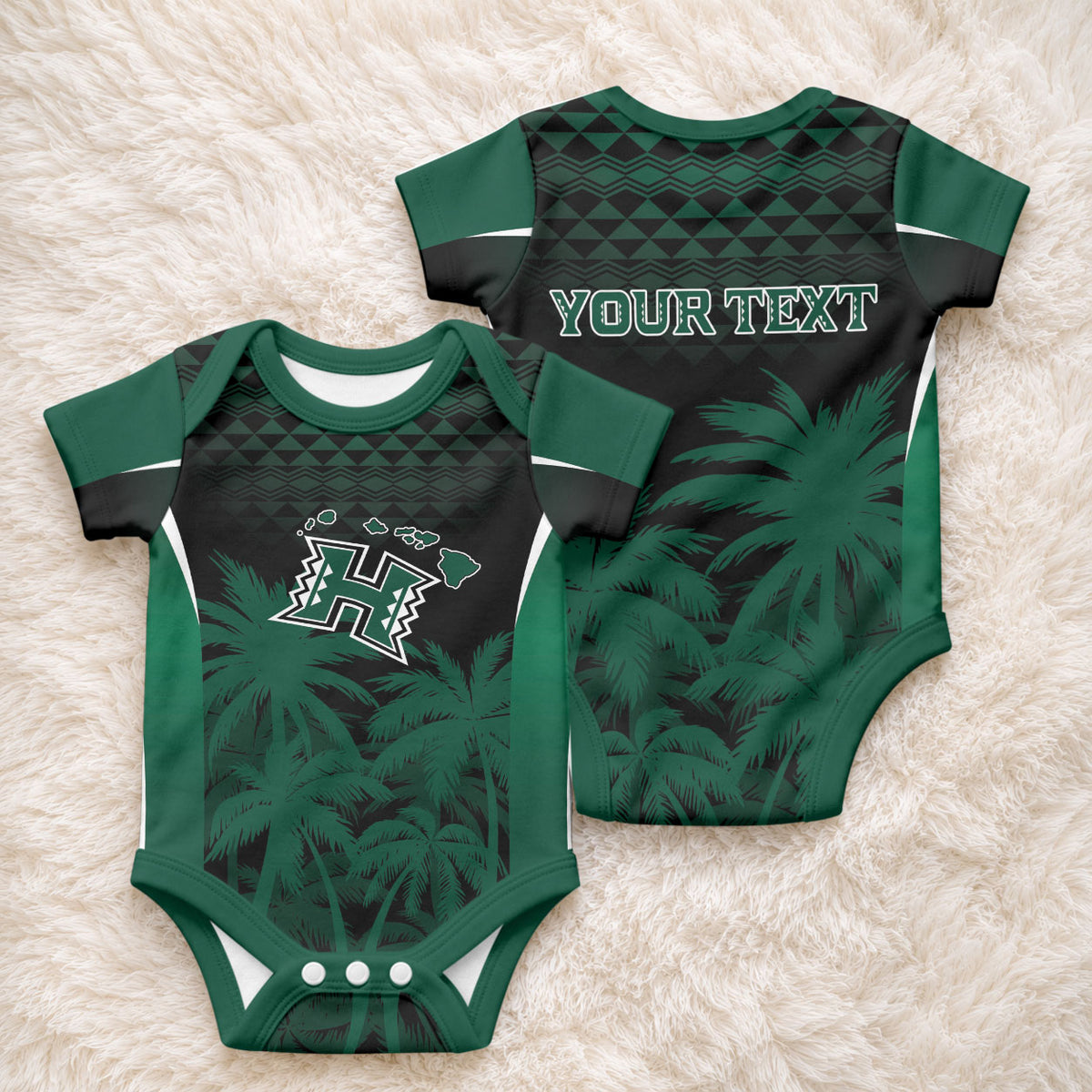 Hawaii Rainbow Warriors La'au Pama Personalized Baby Onesie