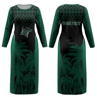 Hawaii Rainbow Warriors La'au Pama Personalized Couples Matching Long Sleeve Bodycon Dress and Hawaiian Shirt