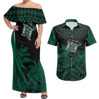 Hawaii Rainbow Warriors La'au Pama Personalized Couples Matching Off Shoulder Maxi Dress and Hawaiian Shirt
