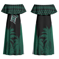 Hawaii Rainbow Warriors La'au Pama Personalized Couples Matching Off Shoulder Maxi Dress and Hawaiian Shirt
