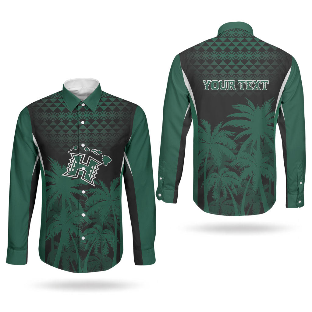 Hawaii Rainbow Warriors La'au Pama Personalized Couples Matching Off Shoulder Maxi Dress and Long Sleeve Button Shirt
