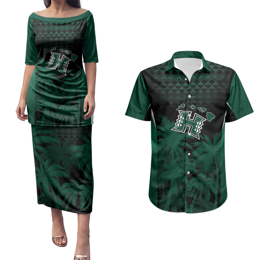 Hawaii Rainbow Warriors La'au Pama Personalized Couples Matching Puletasi and Hawaiian Shirt