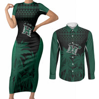 Hawaii Rainbow Warriors La'au Pama Personalized Couples Matching Short Sleeve Bodycon Dress and Long Sleeve Button Shirt
