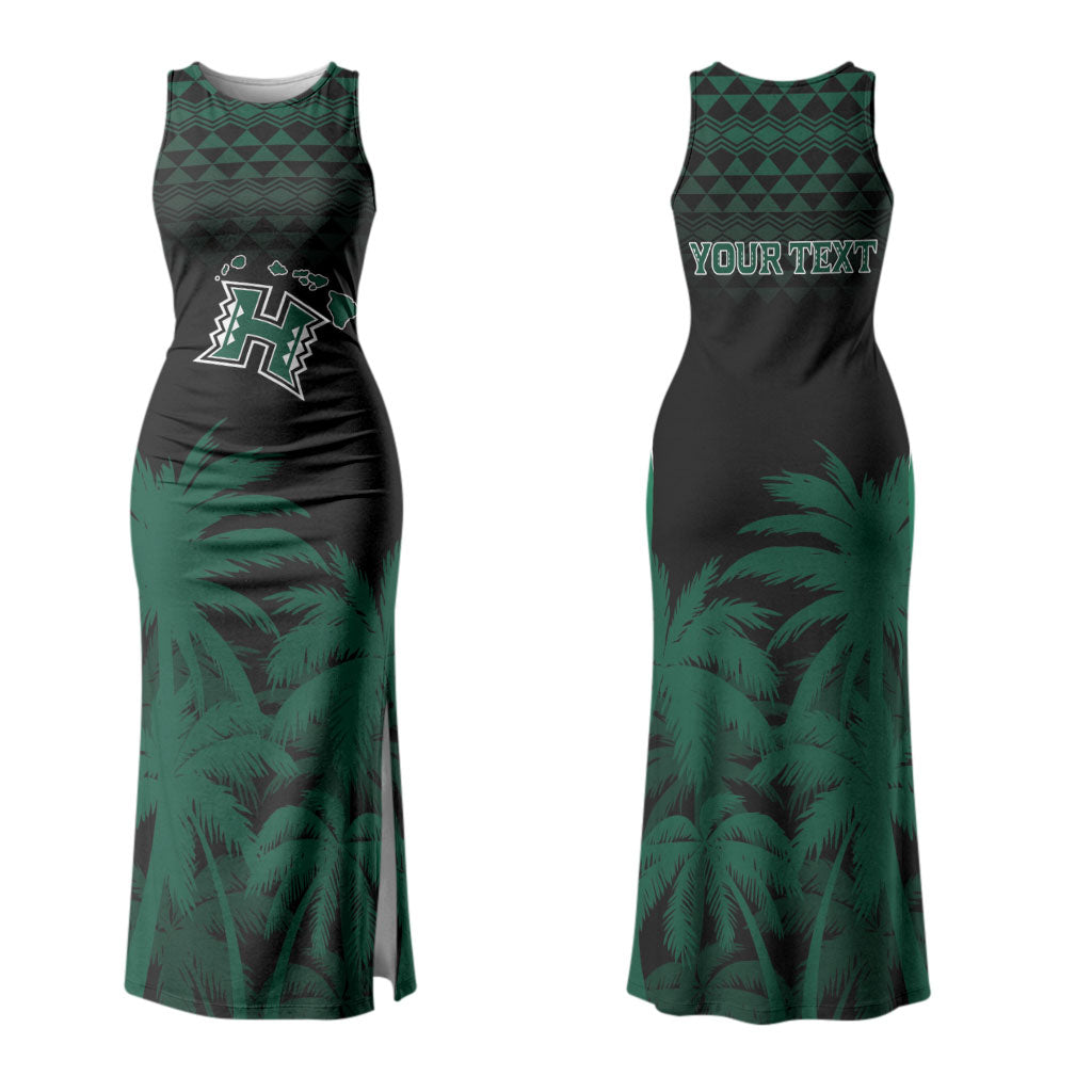 Hawaii Rainbow Warriors La'au Pama Personalized Couples Matching Tank Maxi Dress and Hawaiian Shirt